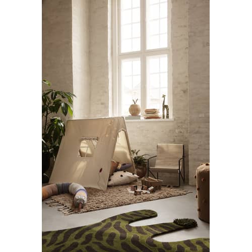 Tenda per bambini Coccinelle tessuto bianco / Tessuto & Legno - Pieghevole - Ferm Living - Bianco sporco / Coccinelle Rosso - Cotone, Legno