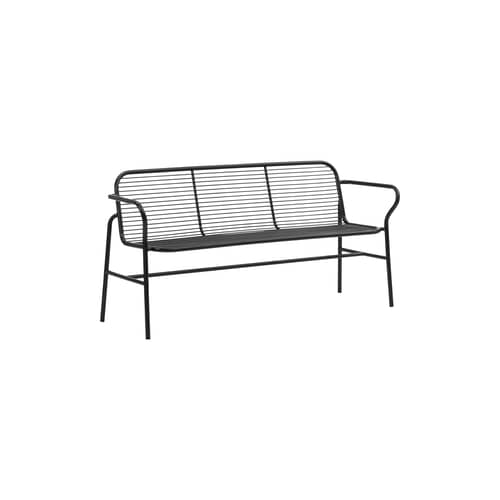 Banc avec dossier Vig métal noir / L 164 cm - Normann Copenhagen - Noir - Acier thermolaqué
