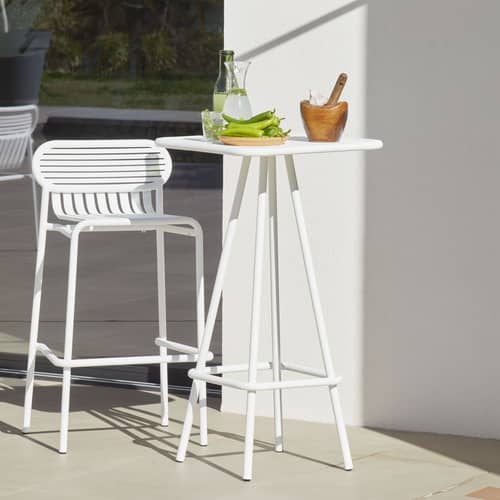 Week-end Bar stool metal orange / Aluminium - H 80 cm - Petite Friture - Coral - Aluminium