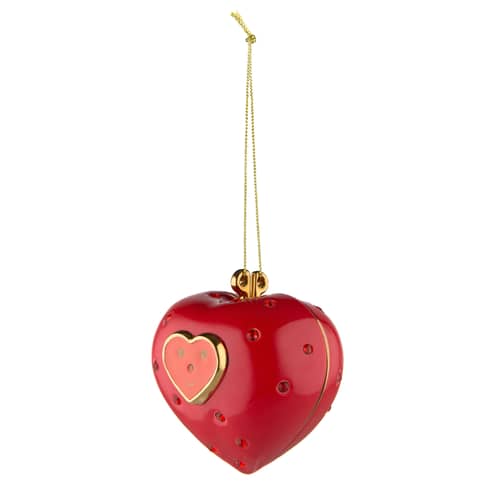 Fleurs de Jorì Bauble ceramic red gold / Cuore e Cuora - Hand-painted porcelain - Alessi - Heart - China