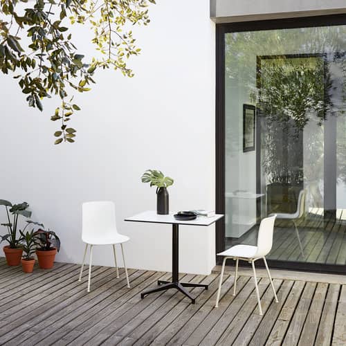 HAL RE Tube Chair plastic material grey / Recycled plastic - Vitra - Warm grey / Chrome legs - Recycled polypropylene, Steel