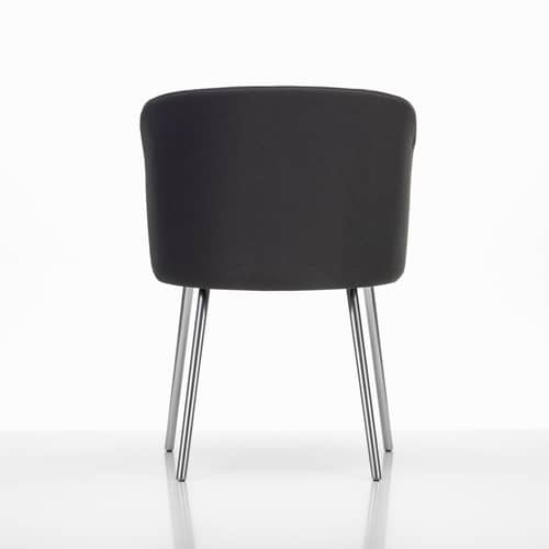 Chaise rembourrée Mikado / Pieds métal - Vitra - Noir (tissu Plano) / Alu poli - Aluminium poli, Mousse polyuréthane, Polypropylène recyclé, Tissu Plano