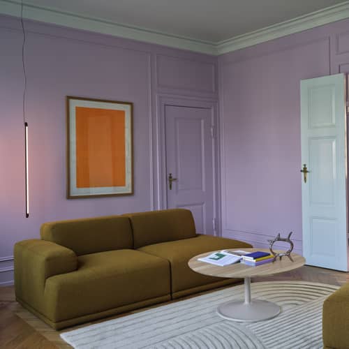 Sofa Connect Soft textil grau / Konfiguration 1 / L 207 cm - Muuto - Grau (Stoff Clay 12) -  Ouate, Holz, Kvadrat-Gewebe, Schaumstoff