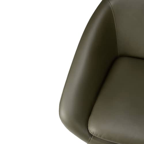 Fauteuil rembourré Barrow cuir vert - Ethnicraft - Vert (cuir) / Pied chromé - Cuir, Métal chromé, Mousse HR