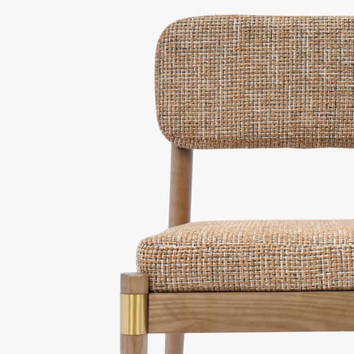 Gepolsterter Stuhl Lilay textil braun - NV GALLERY - Karamel / Esche - Esche massiv, High Density-Schaum, Tissu Tweed
