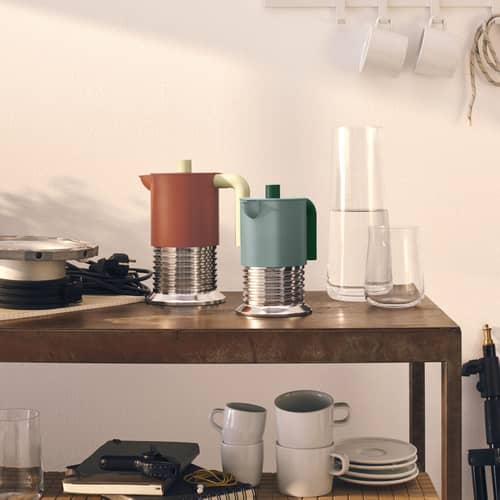 italienischer Kaffeebereiter Vite metall grau / 6 Becher – 30 cl / Induktion - Alessi - Warmes Grau - Gegossenes Aluminium, thermoplastisches Harz