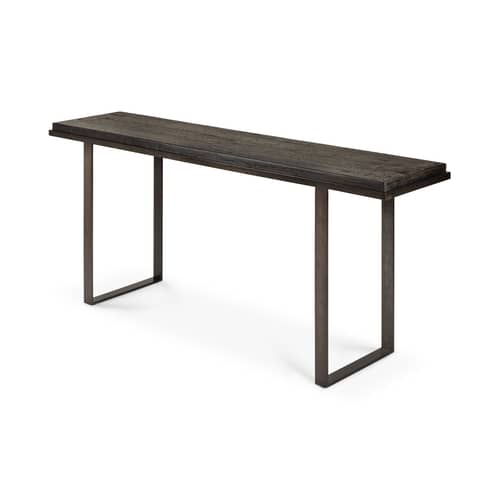 Konsole Stability metall holz braun schwarz / L 170 x H 75 cm - Handgeschnitzt - Ethnicraft - Umbra - Metall, Mineral