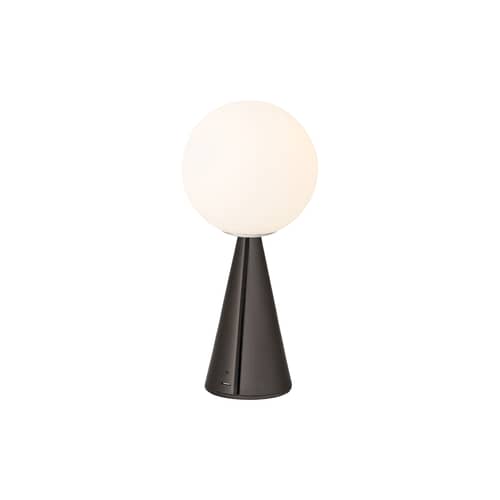 Lampe sans fil rechargeable Bilia Mini LED / H 26 cm - Gio Ponti, 1932 - Fontana Arte - Nickel noir - Métal, Verre soufflé