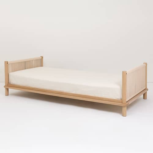 Lit 1 place Latitude bois naturel / 102 x 212 cm - NOBODINOZ - Lit 1 place - Chêne massif, Corde coton