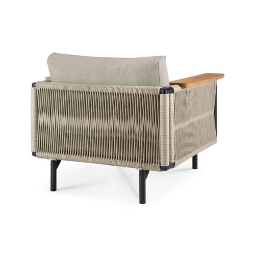 Poltrona imbottita Corbey tessuto beige - Ethnicraft - Beige Oyster - Alluminio, Corda, Espanso, Teck, Tessuto