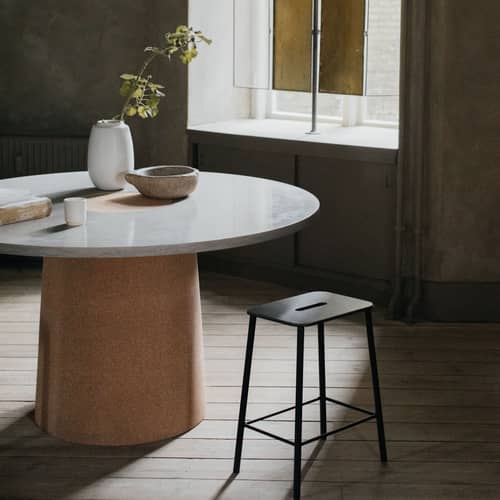 Sgabello Adam pelle nero / H 50 cm - Interno - Frama  - Pelle Antracite / Nero - Acciaio laccato, Legno, Pelle