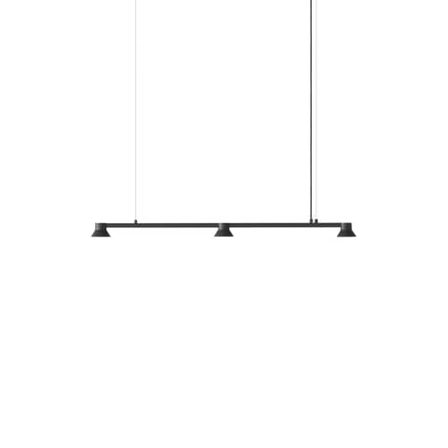 Sospensione Hat Linear Small metallo nero / L 115 cm - Normann Copenhagen - Nero - Acciaio, Alluminio, PMMA