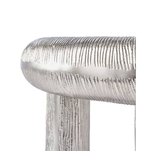 Table basse Thick Disk gris argent métal / Ø 60 x H 46 cm - Aluminium nervuré - Pols Potten - Argent - Aluminium plaqué nickel