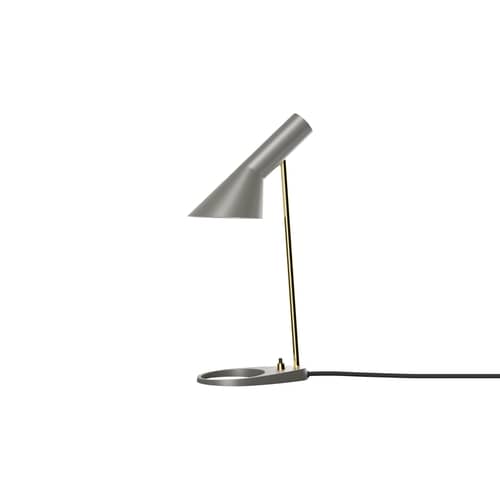 AJ Mini Table lamp metal grey / H 43 cm - Swivel / Arne Jacobsen, 1957 - Louis Poulsen - Hot grey / Brass - Brass, Spun steel, Zinc