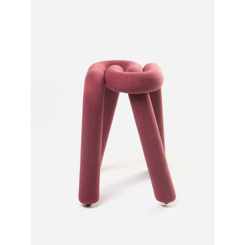 Tabouret rembourré Bold rembourré / Tissu - Moustache - Rouge pailleté - Acier, Mousse, Tissu