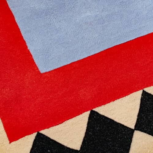 Tapis Swimming Pool / 180 x 120 cm - Laine tuftée main - COLORTHERAPIS - 180 x 120 cm / Bleu, rouge & noir - Laine de Nouvelle-Zélande