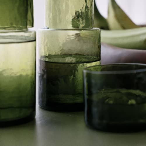 Verre Tube vert / 25 cl - HK LIVING - Vert olive - Verre texturé