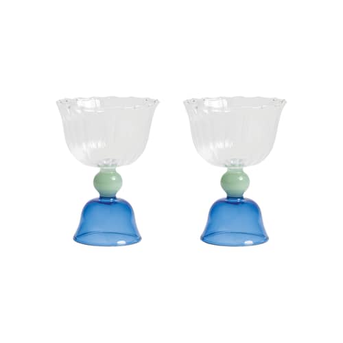 Tulip Wine glass glass blue / Set of 2 - 20 cl - & klevering - Blue - Glass