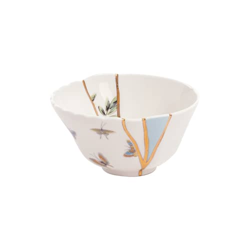 Bol Kintsugi céramique blanc / or fin - Seletti - Blanc & or / Motifs multicolores - Or, Porcelaine