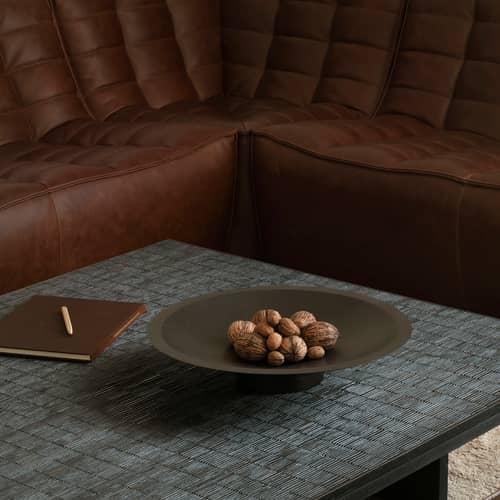 Canapé droit N701 cuir marron / 3 places - L 210 cm / Seconde vie - Ethnicraft - Châtaigne - Bois, Cuir aniline, Mousse PU haute densité