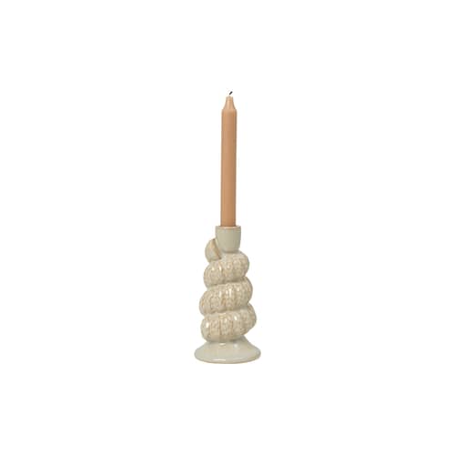 Shelly Candle stick ceramic beige - BROSTE COPENHAGEN - No. 2 - Glazed ceramic