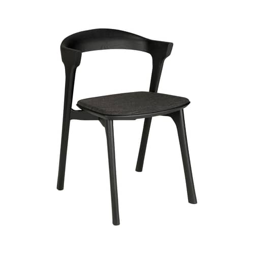 Chaise Bok Indoor bois noir / Assise tissu - Ethnicraft - Chêne noir / Tissu noir - Chêne massif teinté, Mousse PU, Tissu