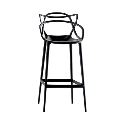 Chaise de bar Masters plastique noir / H 75 cm/ Modèle d\'exposition - Kartell - Noir - Technopolymère thermoplastique recyclé