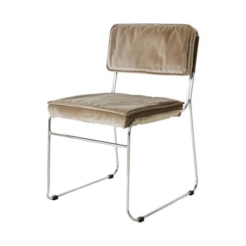 Chaise rembourrée Endless - HK LIVING - Greige (tissu velours) - Acier chromé, Mousse, Velours