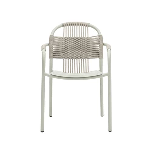 Cleo Stackable armchair plastic material green / Polypropylene rope - Vincent Sheppard - Sage green - Polypropylene rope, Thermolacquered aluminium