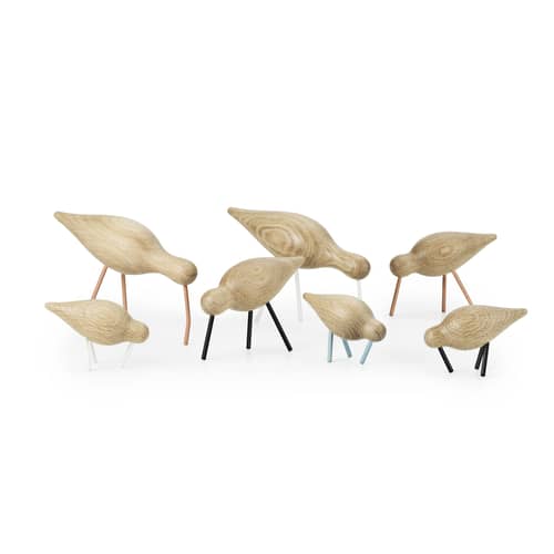 Décoration Oiseau Shorebird M bois naturel / L 15 x H 11 cm - Normann Copenhagen - Chêne / Blanc - Chêne massif