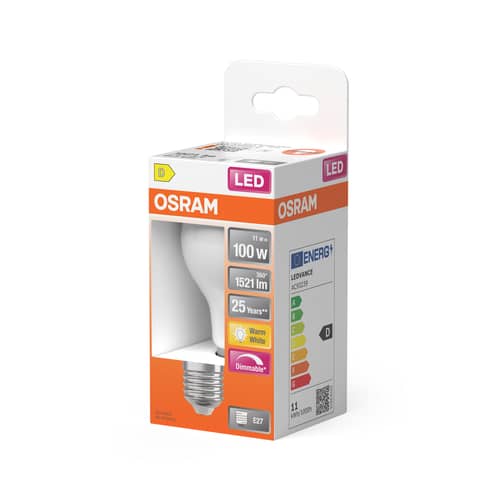 Dimmbare E27 LED-Lampe Classique A60 glas weiß Frosted / 11 W (= 100 W) – Warmweiß - Osram - 100W (11W LED) / Mattiert - Glas