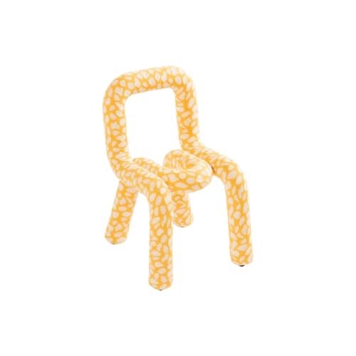 Kinderstuhl Mini Bold textil gelb / Gepolstert - Moustache - Giraffe - Baumwolle, Metall, Schaumstoff