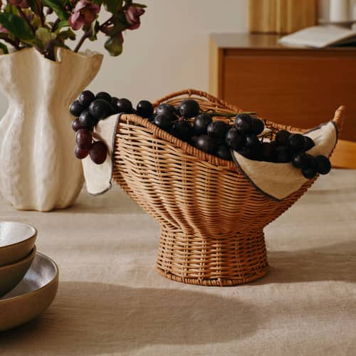 Korb Annika faser braun / Ø 30 x H 16 cm - BROSTE COPENHAGEN - Ø 30 cm - Geflochtenes Rattan