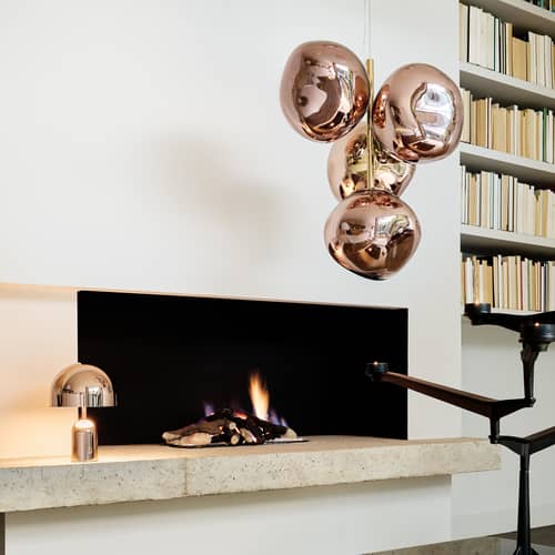 Pendelleuchte Melt Chandelier Mini plastikmaterial kupfer / LED - Ø 54 x H 63 cm / Polycarbonat, metallisiert (wechselt die Farbe) - Tom Dixon - Kupfer - Geblasenes Polycarbonat, Stahl