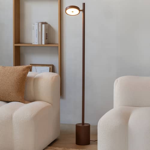 Lampada a stelo Okinawa LED legno marrone / 1 diffusore regolabile - GOOD&MOJO - Marrone - Frassino