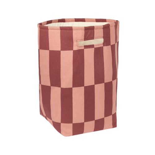 Panier Vibes tissu rouge / H 56 cm - NOBODINOZ - Terracotta / Carreaux - Coton biologique, Polyester
