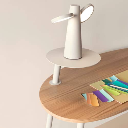 Scrivania Nuage legno grigio / L 140 x P 60 cm - Fermob - Carbonio / Rovere - Acciaio laccato, Impiallacciatura di rovere