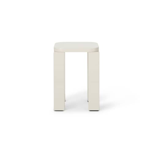 Tabouret Atlas bois blanc / Carré - NEW WORKS - Crème - MDF laqué