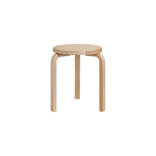 Tabouret empilable 60 bois naturel / Alvar Aalto, 1933 - 3 pieds - ARTEK - Bouleau / Pieds bouleau - Contreplaqué de bouleau, Lamellé-collé de bouleau
