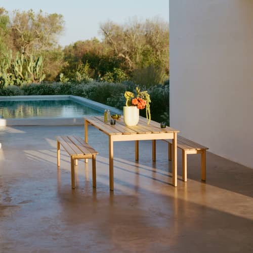 Tavolo rettangolare Assemble legno naturale / 220 x 92,2 cm - Muuto - Teck - Teak certificato FSC™