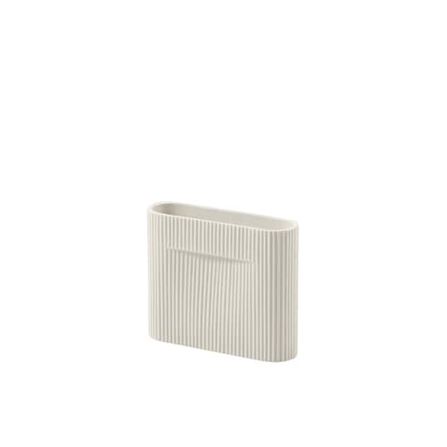 Vase Ridge Small céramique blanc beige / H 16,5 cm - Muuto - Blanc cassé - Faïence