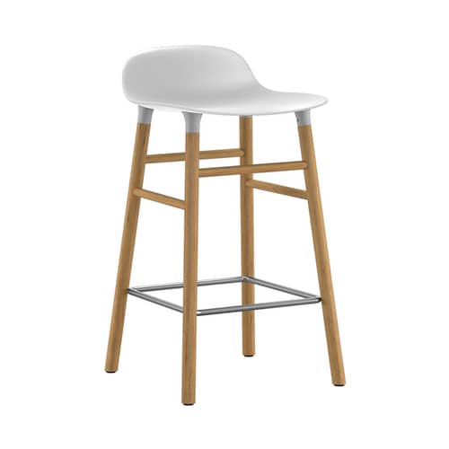 Barhocker Form plastikmaterial weiß / H 65 cm - Stuhlbeine Eiche - Normann Copenhagen - Weiß / Eiche - Eiche, Polypropylen