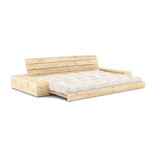 Canapé convertible Base / L 244 cm - Avec 2 blocs-accoudoirs / 3 places - KARUP DESIGN - Ivoire 510 (velours côtelé) / Pin clair - Fibres recyclées mélangées, Mousse, Pin massif certifié FSC, Velours côtelé