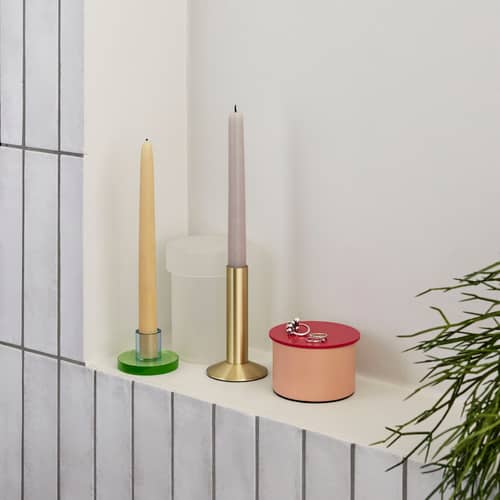 Astra Small Candle stick glass green - HÜBSCH - Green / Blue - Cristal