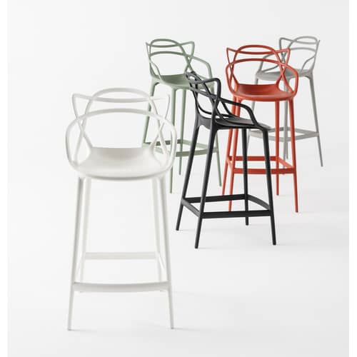 Chaise de bar Masters plastique noir / H 75 cm/ Modèle d\'exposition - Kartell - Noir - Technopolymère thermoplastique recyclé