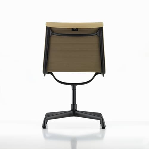 Chaise de bureau Aluminium Chair EA101 cuir marron / Eames, 1958 - NON pivotant - Vitra - Cajou (cuir) / Noir - Aluminium injecté, Cuir de vache, Mousse polyuréthane