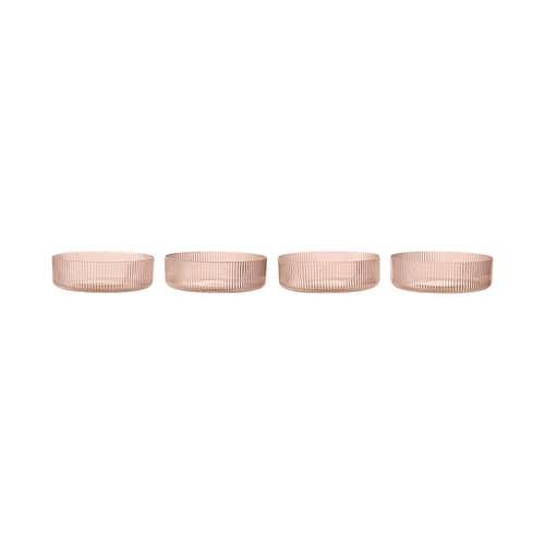 Set de 4 coupelles Ripple verre rose / Ø 12,2 cm - Ferm Living - Rose poudré - Verre soufflé bouche
