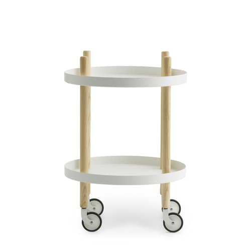 Desserte Block métal blanc bois naturel / Ø 45 cm - Normann Copenhagen - Blanc - Acier, Frêne