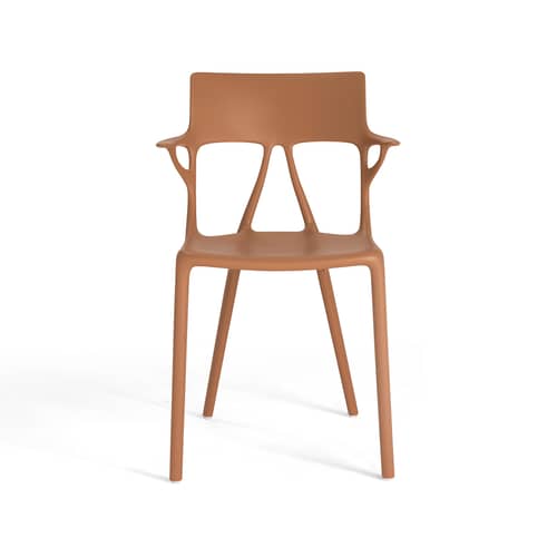 Fauteuil A.I / Conçu par une intelligence artificielle - 100% recyclé - Kartell - Terre - PMMA recyclé