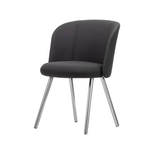 Gepolsterter Stuhl Mikado textil schwarz / Füße Metall - Vitra - Schwarz (Stoff Plano) / Poliertes Aluminium - Plano-Stoff, poliertes Aluminium, Polyurethan-Schaum, Recyceltes Polypropylen